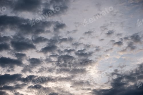 Preview: Cluster fluff cloudy on blue sky at sunset