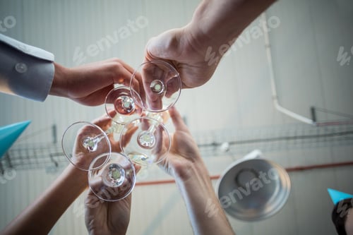 Visualização: Empresários brindando uma taça de vinho