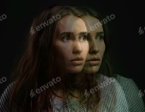 Preview: I see things. Distorted shot of a woman looking anxious.