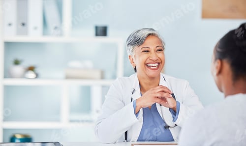 Preview: Doctor, medical woman and office in consultation, support and services, helping or advice. Professi