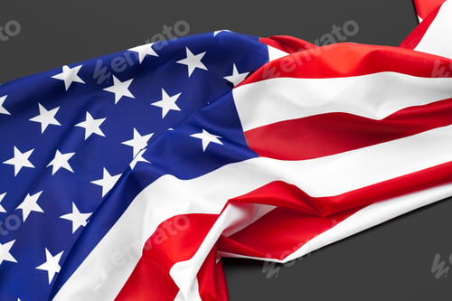 Preview: Close up of American flag USA on plain background
