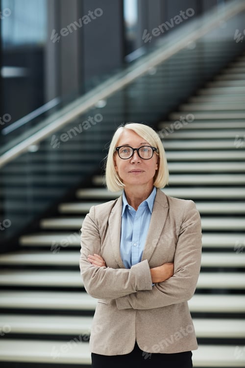 Confident Woman Poses in an Office Setting