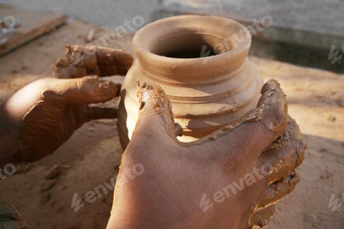 Preview: Potter makes pottery handmade