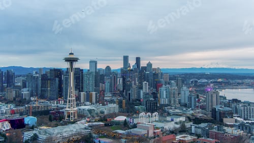 Preview: The Seattle skyline at sunset on Christmas
