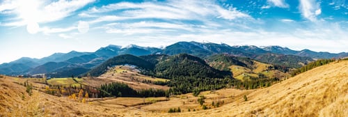 Preview: Beautiful forests covering the Carpathian mountains and a small village