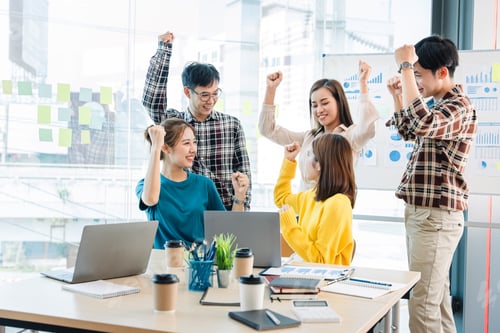 Preview: Excited entrepreneurs are successful and business people achieve goals.