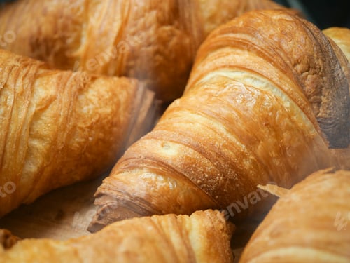Preview: fresh baked croissant in a bakery