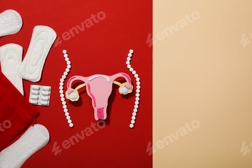 Preview: Silhouette of female figure with internal genitals, menstrual cycle concept