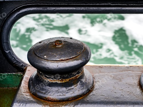 Preview: Closeup shot of a metal detail of an old industrial ship