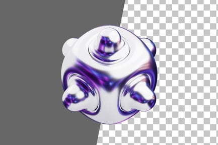 Preview: Chromatic Abstract Silver Petal Bloom 3D Icon