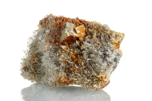 Preview: macro mineral stone Quartz Pyrite on a white background