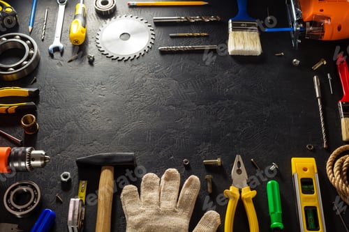Preview: tools and instruments on black