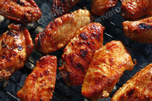 Preview: Chicken buffalo wings cooked on BBQ grill