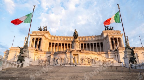 Preview: Victor Emmanuel II Monument in Rome at sunset, Italy
