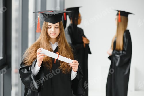 Preview: Woman portrait on her graduation day. University. Education, graduation and people concept.