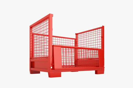Preview: Red Industrial Collapsible Cage Pallet