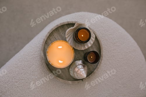 Preview: Aromatic candles on a natural marble tray.