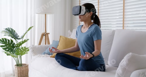 Preview: Asia girl teen people enjoy hobby happy deep zen remote learn sport play online fitness