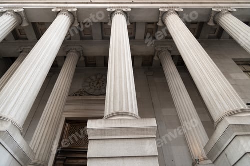 Preview: Halls of justice federal building columns looking up.