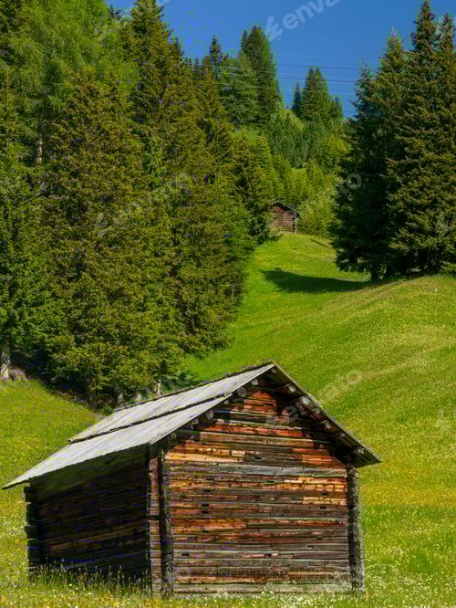 Preview: Mountain landscape along the road to Campolongo pass, Dolomites