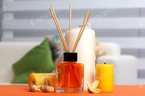 Preview: air freshener sticks at home. creative photo