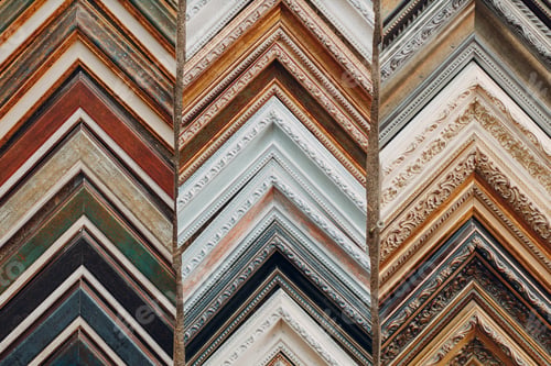Preview: Framing Workshop. Many different samples baguette handmade picture frame at studio.