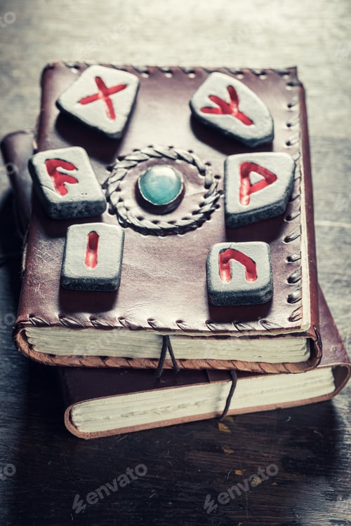 Preview: Old fortune teller from rune stones based on antique scrolls