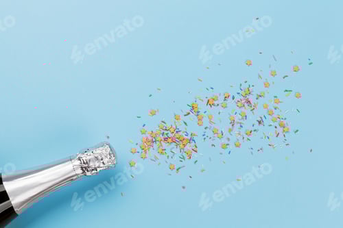 Preview: Christmas greeting card with champagne