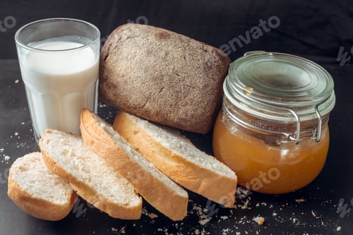Preview: glass of milk and bread