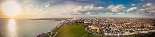 Preview: Aerial view of the town and the bay of Portsmouth, Southern England