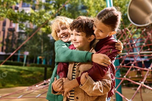 Preview: Joyful moments of childhood friendship on an autumn day in the park