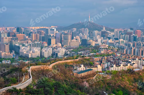 Preview: Seoul skyline on sunset, South Korea.