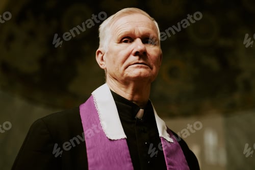 Preview: Senior Caucasian Pastor Looking At Camera