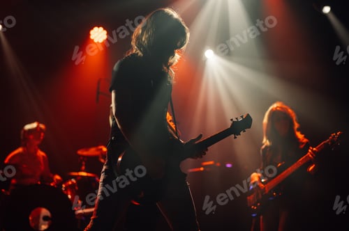 Preview: Guitarist performing live on stage with bandmates