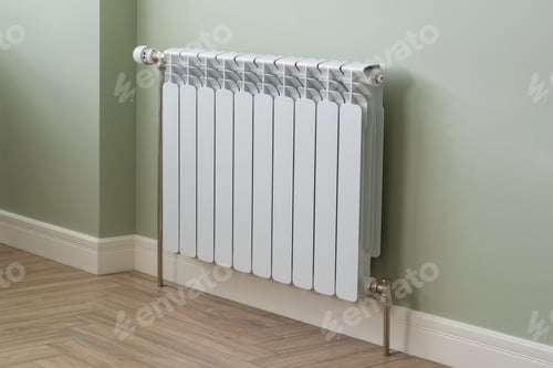 Preview: Heating Radiator, White radiator in an apartment
