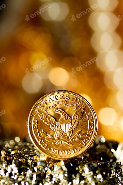Preview: Gold coins over dark background