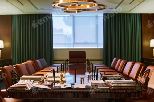 Preview: Armchairs surrounding long table