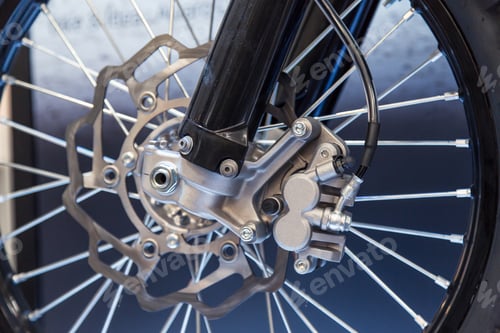 Preview: Detail of a motorcycle brake disc and caliper