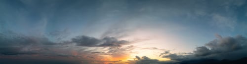 Preview: Panoramic View of Cloudscape during a colorful sunset or sunrise.