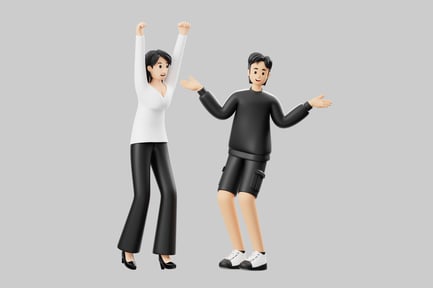 Preview: Cartoon cheerful couple
