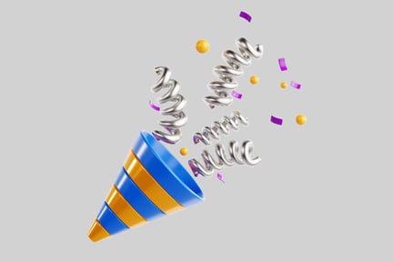 Preview: Blue Party Popper with Metallic Confetti