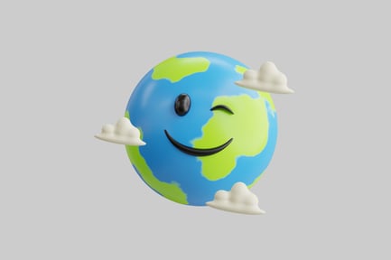 Preview: Cartoon earth planet with clouds