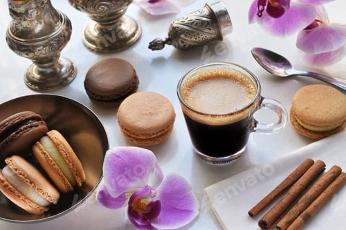Preview: macaroons and a cup of coffee