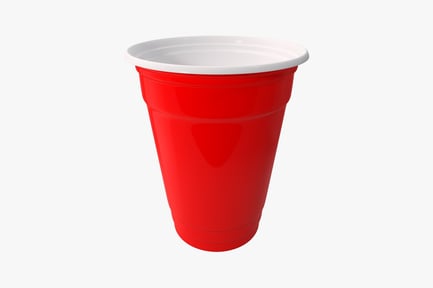 Preview: Red plastic cup with white rim