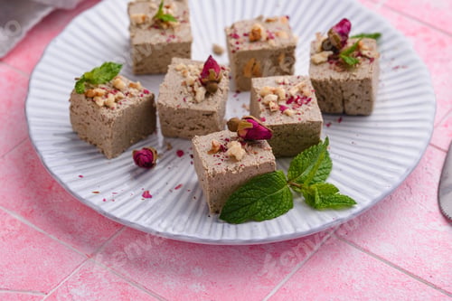 Preview: Halva with rose petal and nuts.