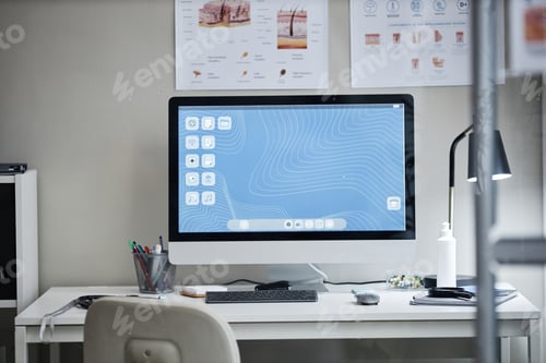 Preview: Modern Computer Monitor Displaying Medical Data in Dermatology Clinic Office