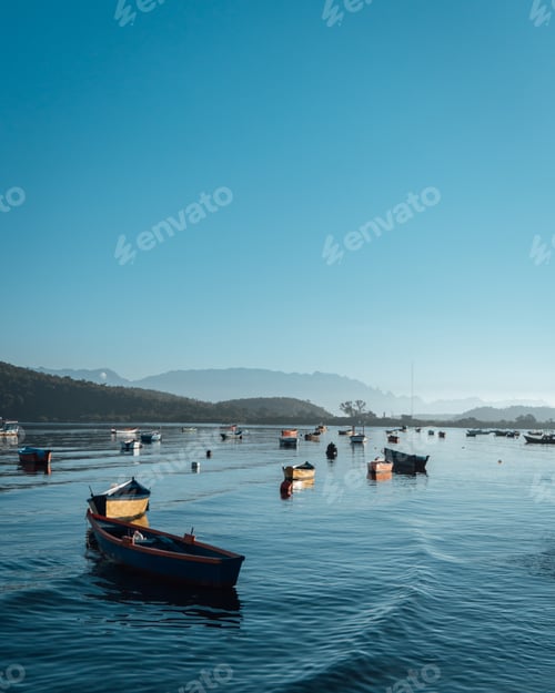 Preview: Vertical shot of the boats on the bay of Rio de Janeiro