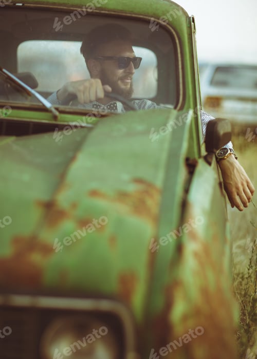 Preview: Portrait of a young stylish handsome man, wearing shirt and sung