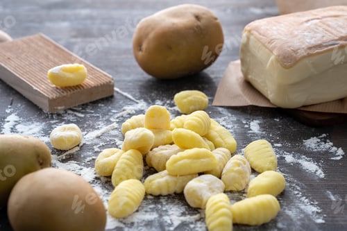 Preview: Close Up of Gnocchi Pasta With Ingredients