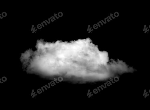 Preview: White cloud isolated on a black background realistic cloud
